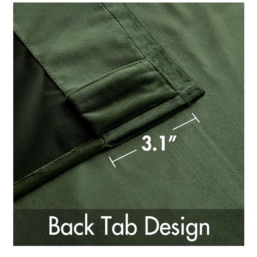 Deep Green Velvet Curtains - 52” W x 84” L - Picture 5 of 7